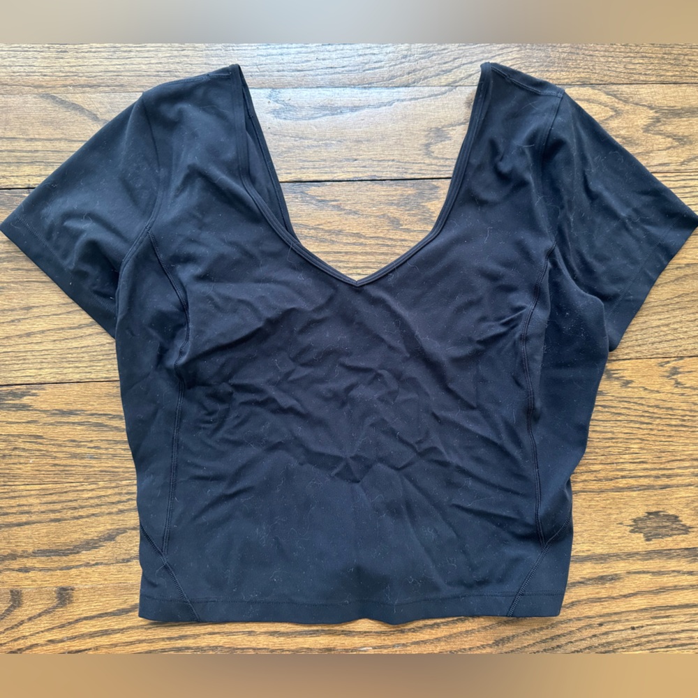 Lululemon Black Fitted Short Sleeve Run Training Top Size 10
